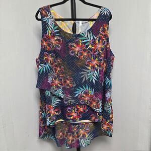 NY COLLECTION Blue Hi-low Layered Sleeveless Blouse Size 3X